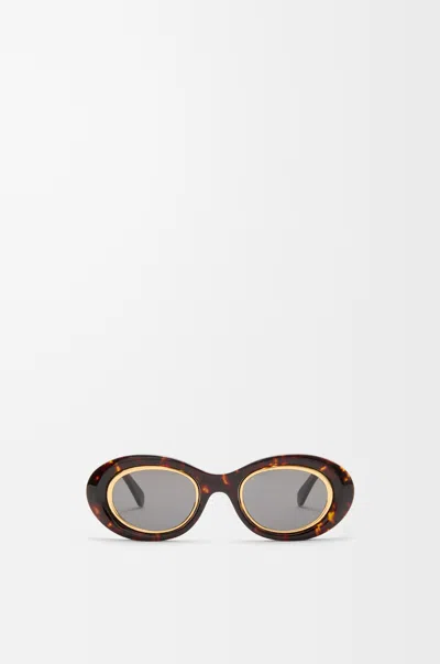 Loewe Lunettes De Soleil Mini Anagram Oval Pour Femme In Brown