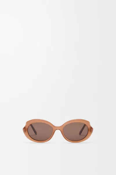 Loewe Womens Milky Caramel Mini Slim Oval-frame Acetate Sunglasses In Brown