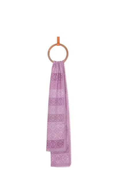Loewe Luxurious Purple Anagram Scarf For Women In Violet