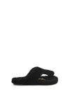 Loewe Ease Toe Post Sandal In Shearling In Black