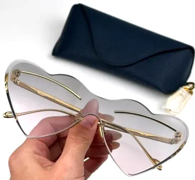 Pre-owned Loewe Lw 40087u 30b Gold W/grey Heart Gradient Lens Authentic Sunglasses 150-0 In Gray