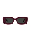 Loewe Anagram Beveled Acetate Rectangle Sunglasses In Red