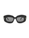 Loewe Silver Screen 49mm Rectangular Sunglasses In Black