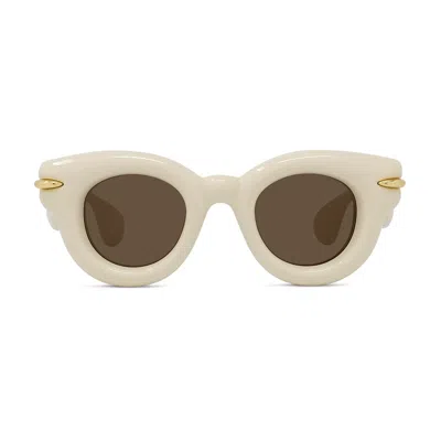 Loewe Lw40118i Signature 25e Crema Lucido Sunglasses In Neutral