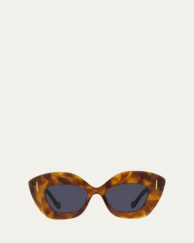 Loewe Lw401271 Cat-eye Acetate Sunglasses In Blonde Havana/blue