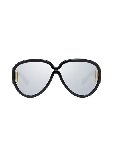 Loewe Anagram 65mm Oversized Pilot Mask Sunglasses In Black