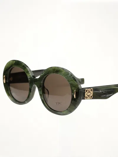Loewe Lw40146f 5196e Acetate Sunglasses In Green