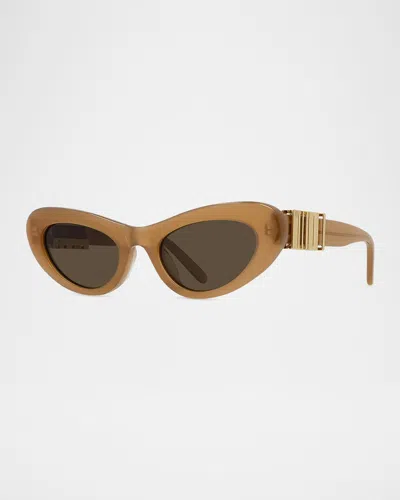 Loewe Lw40156uw Oval Sunglasses In Caramel/dark Grey