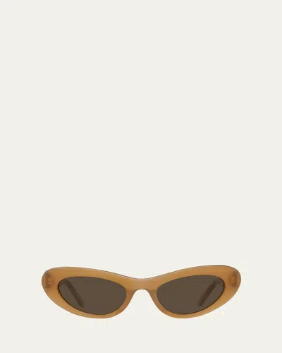 Loewe Lw40156uw Oval Sunglasses In Caramel/dark Grey