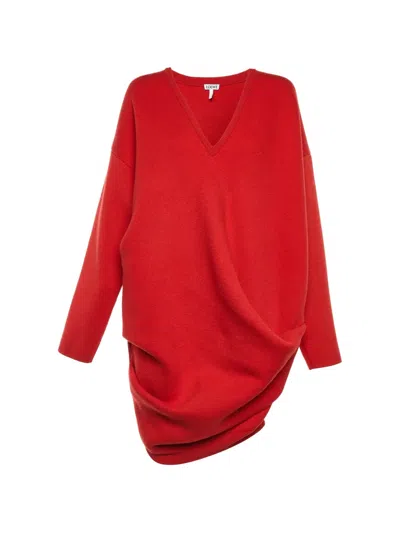Pre-owned Loewe M Draped Mini Dress In Red
