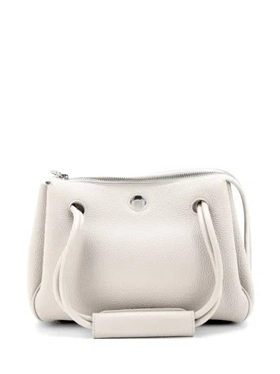Pre-owned Loewe Madrid Leather Small Shoulder Bag In White