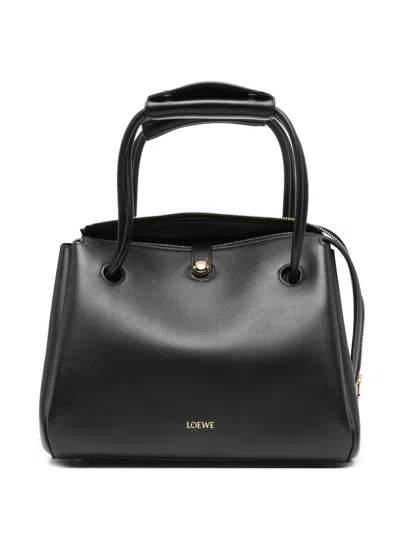 Loewe Madrid Medium Leather Handbag In Black
