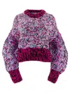 Loewe Chunky Knit Crew Neck Long Sleeve Sweater In Burgundy