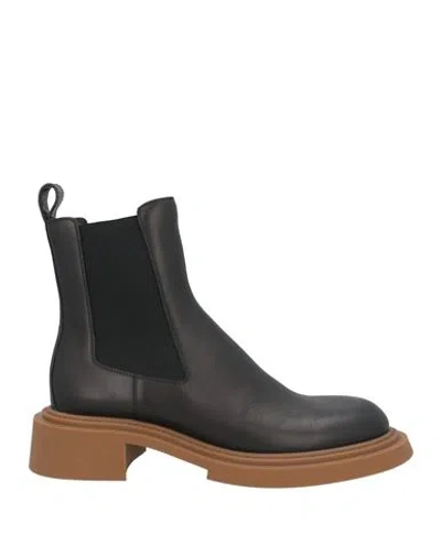Loewe Man Ankle Boots Dark Brown Size 10 Soft Leather, Textile Fibers In Brown