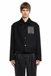 Loewe Leather Pocket Wool Jacket In Black