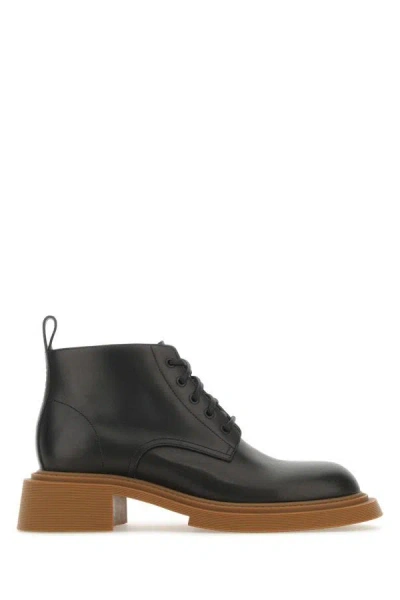 Loewe Leather Combat Boots In Black