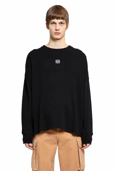 Loewe Mens Ribbed Long-sleeve Cotton-jersey T-shirt Black