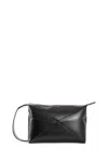 Loewe Puzzle Fold Leather Wash Bag In Black