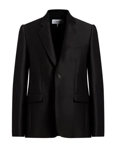 Loewe Man Blazer Black Size 40 Wool, Silk