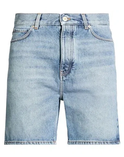 Loewe Man Denim Shorts Blue Size 30 Cotton, Calfskin