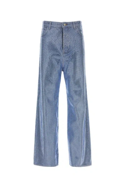 Loewe Man Embellished Denim Jeans In Blue