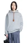 Loewe Cotton-blend Leather-anagram Hoodie In Grey