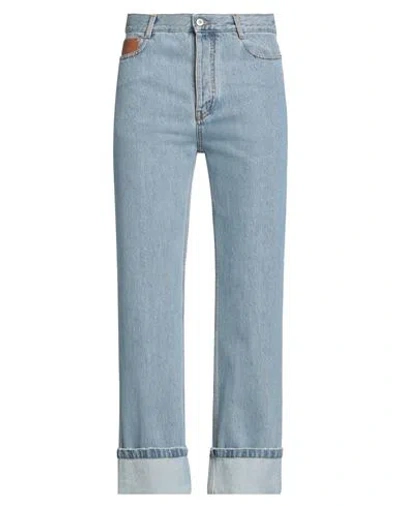 Loewe Man Jeans Blue Size 32 Cotton, Calfskin
