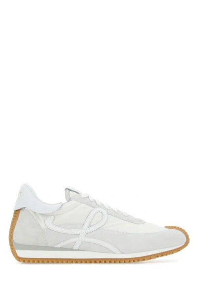 Loewe Flow Runner Leather-trimmed Suede And Nylon Sneakers In White