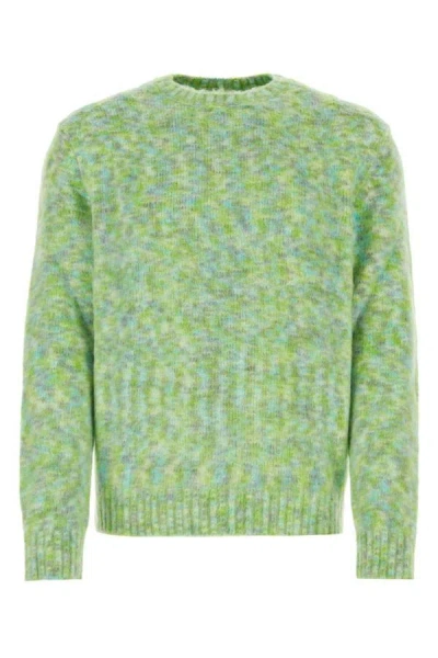 Loewe Intarsia-pattern Relaxed-fit Knitted Jumper In Blue Green White
