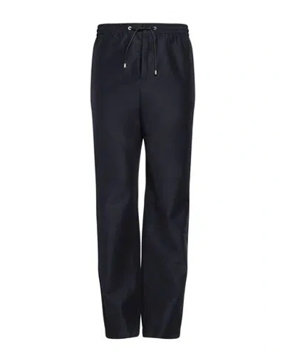 Loewe Man Pants Navy Blue Size 36 Wool, Polyamide, Calfskin, Lambskin In Black