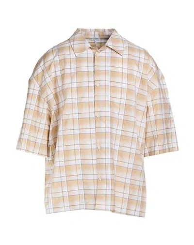 Loewe Man Shirt Beige Size 15 ½ Cotton, Calfskin In Neutral