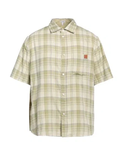 Loewe Man Shirt Light Green Size 15 ½ Polyester, Cotton, Calfskin