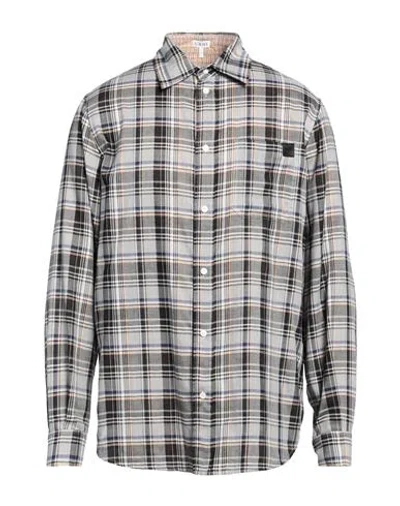 Loewe Man Shirt Light Grey Size 15 ½ Polyester, Cotton, Calfskin In Gray