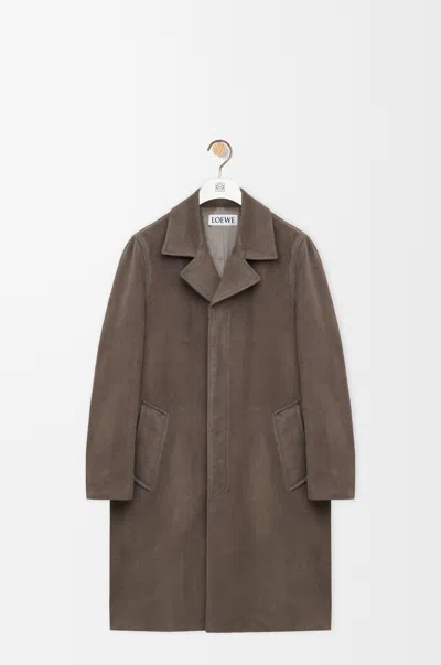 Loewe Coat In Cotton Blend In Brown