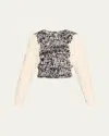 Loewe Marled Cable Wool Shrunken Sweater In White Black