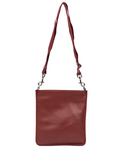 Pre-owned Loewe Maroon Grained Calfskin Leather Anagram Crossbody (authentic Pre-loved)