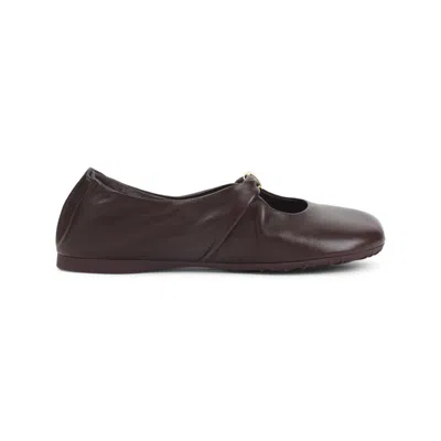 Loewe Maroon Leather Ballet Flats In Animal Print