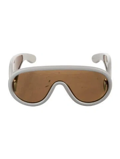 Pre-owned Loewe Mask Oversize Sunglasses In White