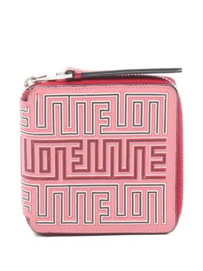Pre-owned Loewe Maze Square Zip Wallet In Pink