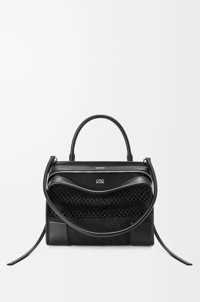 Loewe Medium Amazona 180 Bag In Woven Leather Skin For Woman In Black