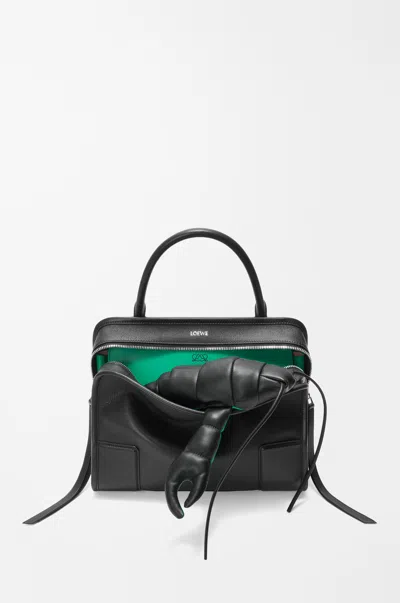 Loewe Medium Amazona 180 Lazy Crab Bag In Buffalino Leather For Woman In Black/green