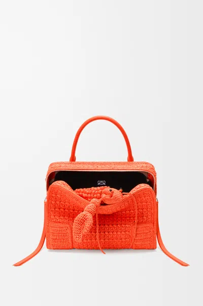 Loewe Medium Amazona 180 Lazy Crab Bag In Raffia Crochet For Woman In Vivid Orange