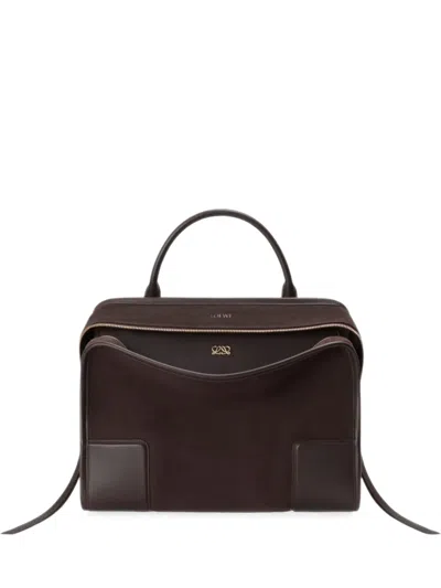 Loewe Medium Amazona 180 Leather-trimmed Suede Tote Bag In Brown