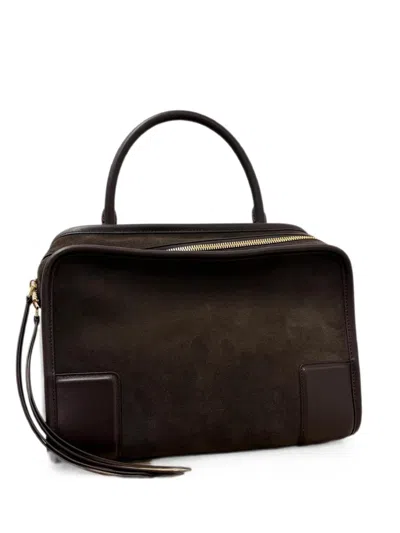 Loewe Medium Amazona Suede Tote Bag In Brown