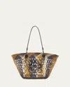 Loewe Medium Anagram Ajoure Basket Tote Bag In Straw In Chocolateochre