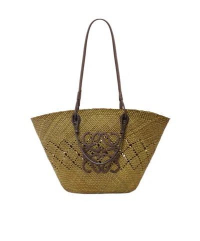 Loewe Medium Anagram Baske Hollow Shoulder Bag In Green