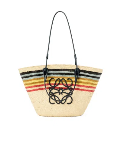 Loewe Medium Anagram Basket In Iraca Palm And Calfskin