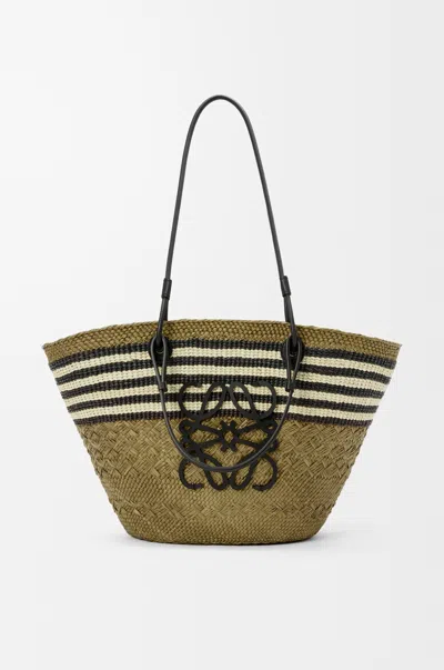 Loewe Medium Anagram Basket In Iraca Palm And Leather Skin For Woman In Multi