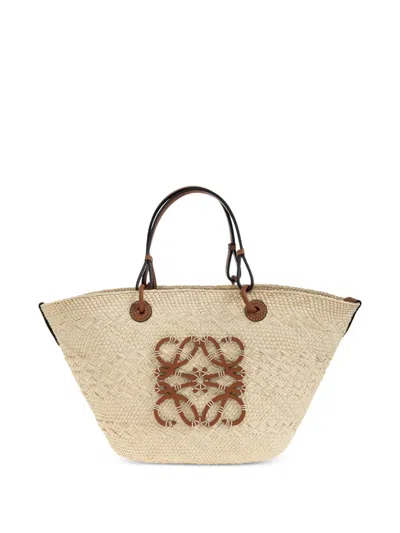 Loewe Medium Anagram Basket Raffia Tote Bag In Orange