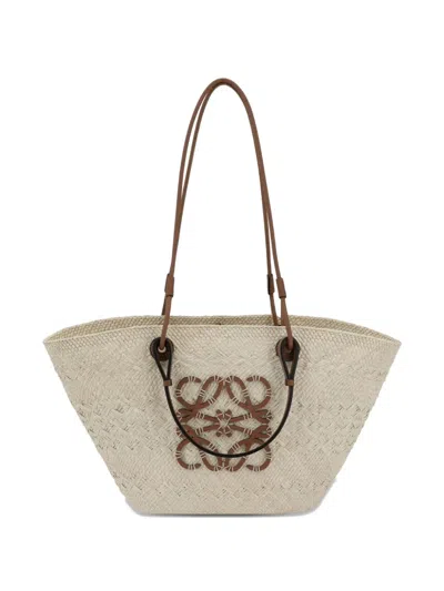 Loewe Medium Anagram Basket Woven Tote Bag In Yellow